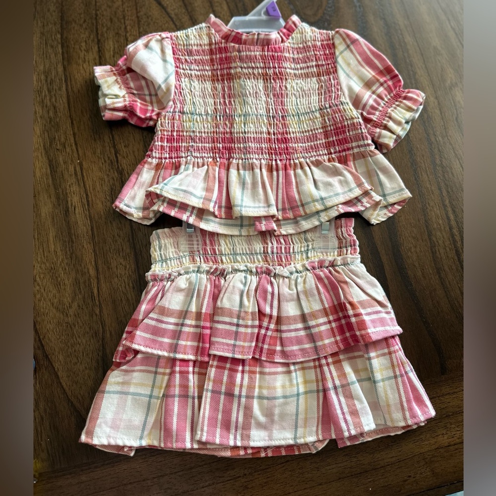 NWT 12M plaid skirt set